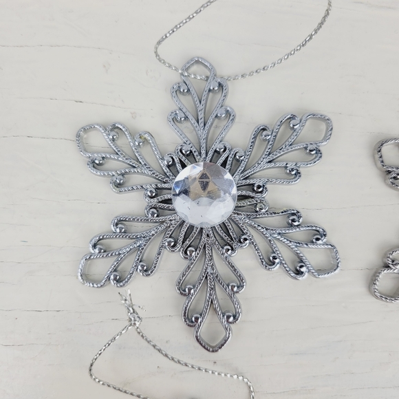 Vintage GANZ Snowflake Ornaments Crystal Expressions Set of 4 - Picture 6 of 11